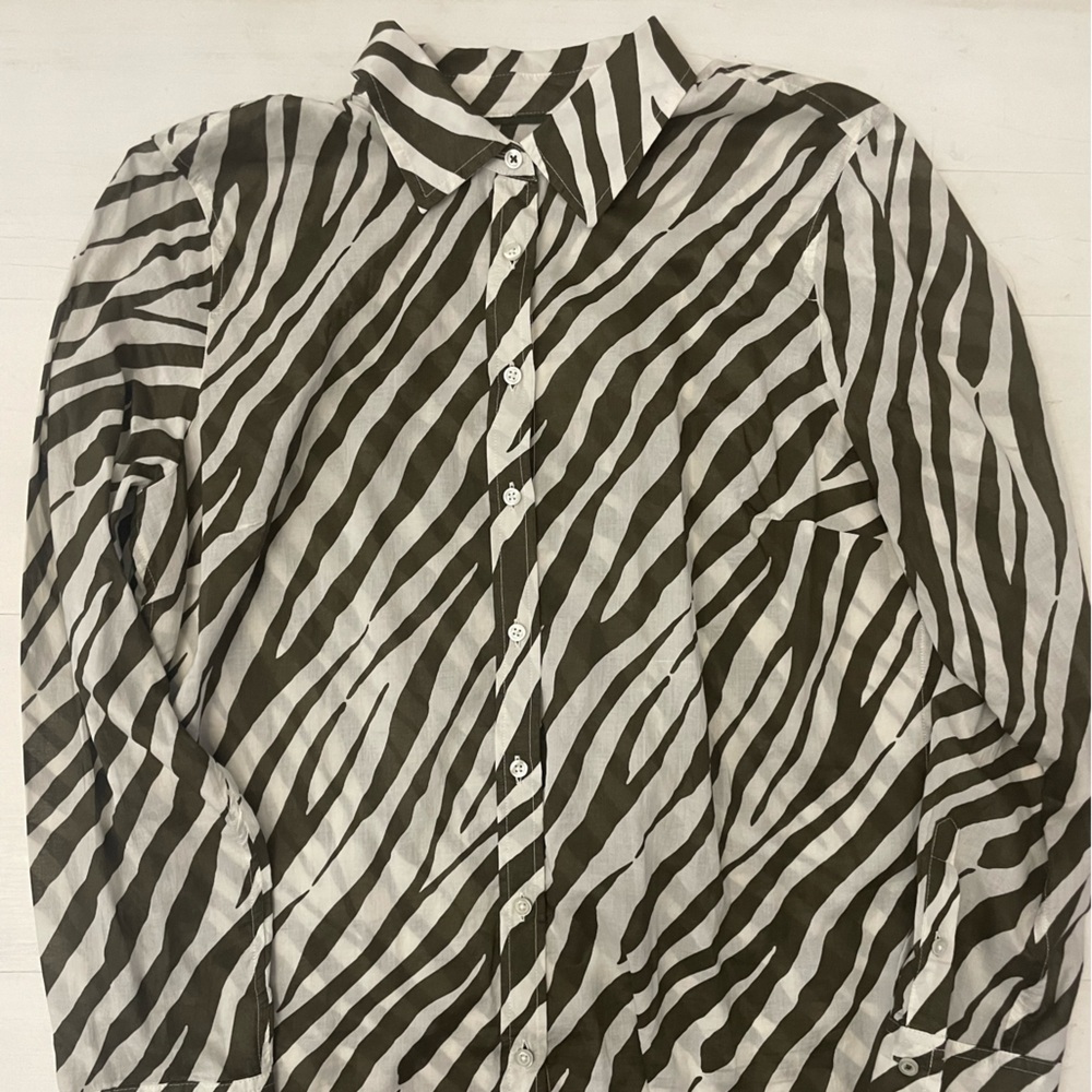 Talbots Women’s Zebra Print Button-Up Shirt